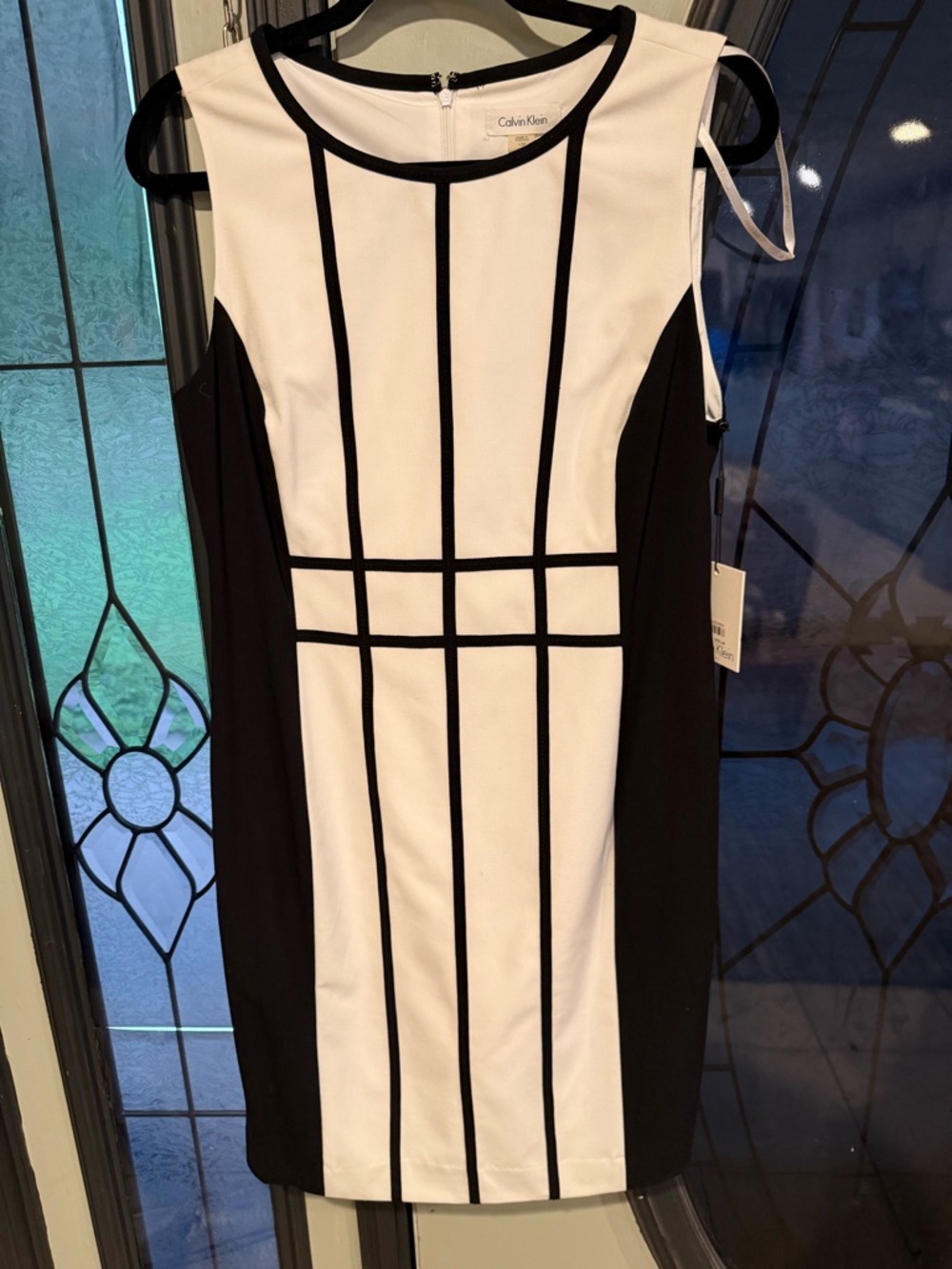 Calvin Klein Black and White Colorblock Sheath Dress